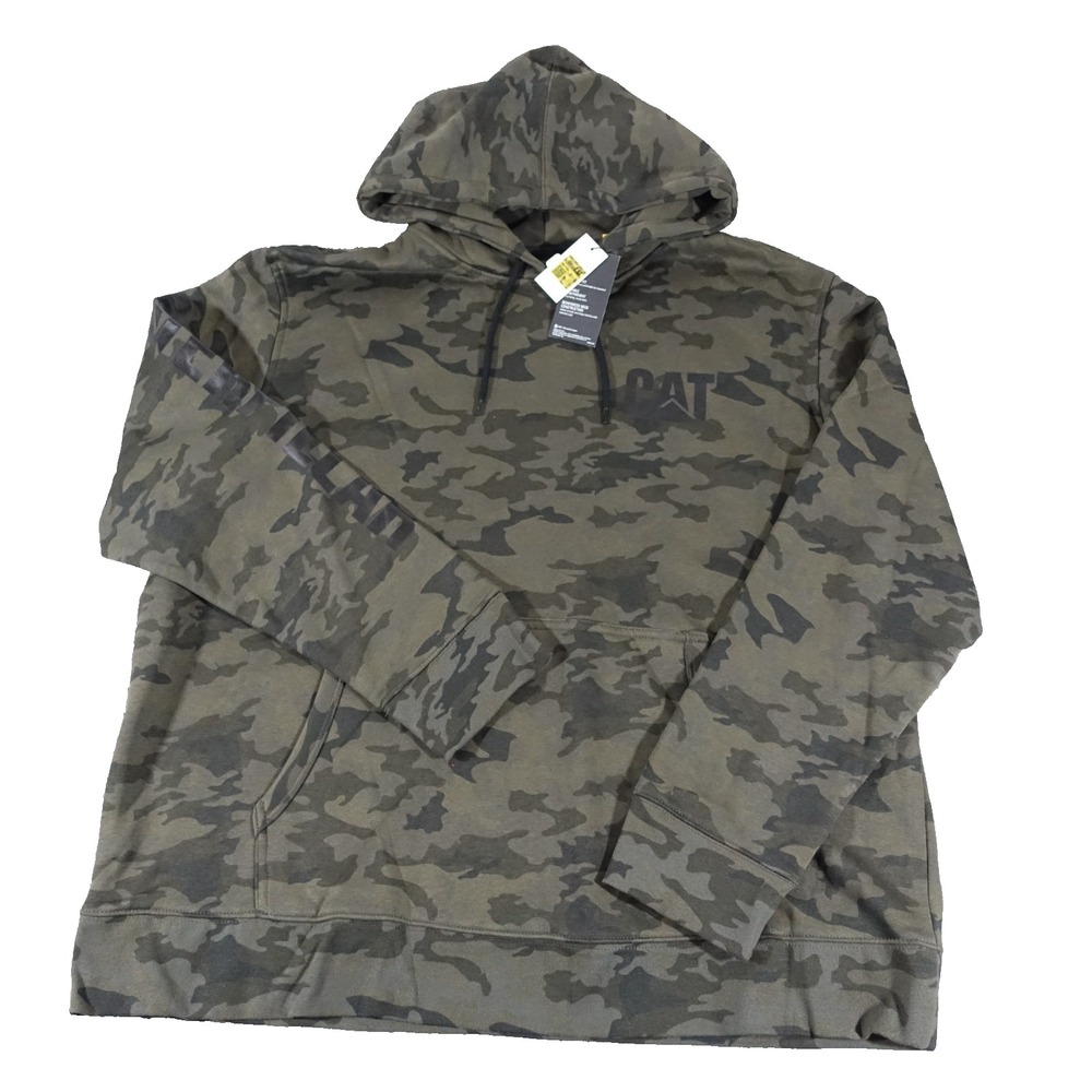 Caterpillar Cat Foundation Trademark Banner Hoodie Sweatshirt Men Small Camo NWT